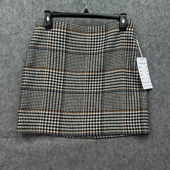Le' Al.X Wool Blend Knit Glen Plaid Mini Pencil Skirt Women's Size 4 Lined NWT - Picture 1 of 11